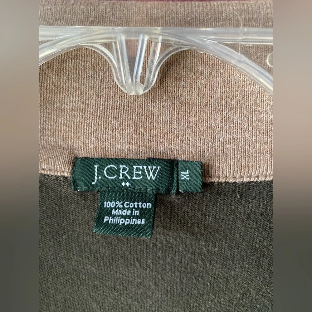 J.Crew 100% Cotton Half Zip Green Mens Cozy Soft Sweatshirt Size XL